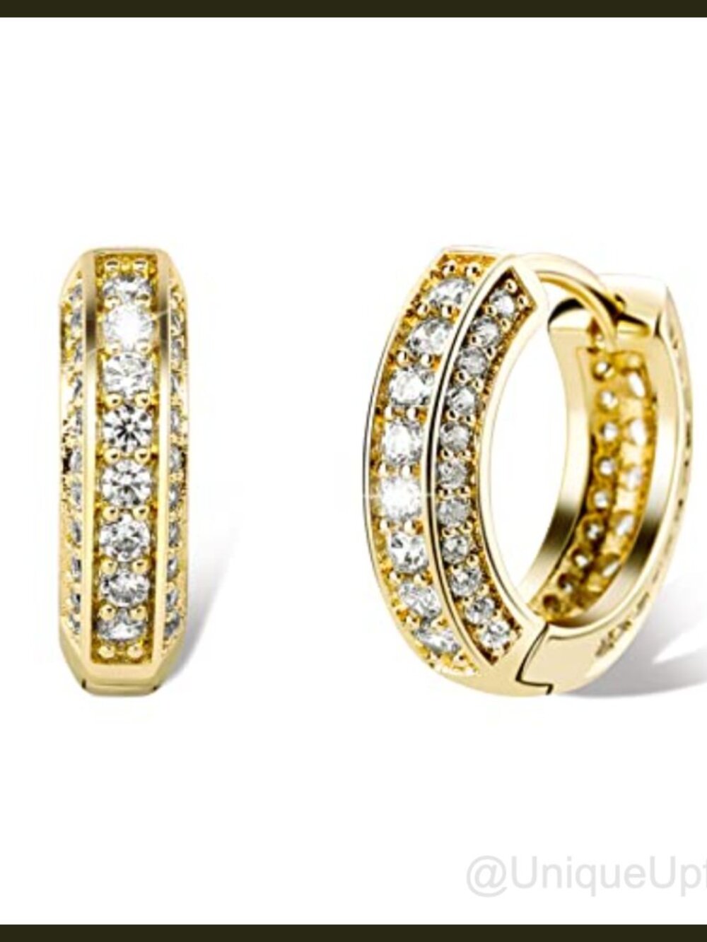 14K Gold Plated Hoop Earrings Cubic Zirconia Huggie Hypoallergenic